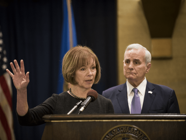 ST. PAUL, MN - DECEMBER 13: Minnesota Lt. Governor Tina Smith fields questions after being named the replacement to Sen. Al Franken by Governor Mark Dayton on December 13, 2017 at the Minnesota State Capitol in St. Paul, Minnesota. Franken resigned last week after multiple allegations of sexual harassment. (Photo …