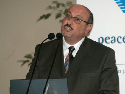 Palestinian ambassador to the United Kingdom Professor Manuel Hassassian speaks during the International Forum Peace and Sport 2007 in Monaco, Thursday, Dec. 6, 2007. (AP Photo/Lionel Cironneau)