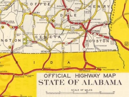 Alabama Highways, Official Highway Map, State of Alabama, 1936