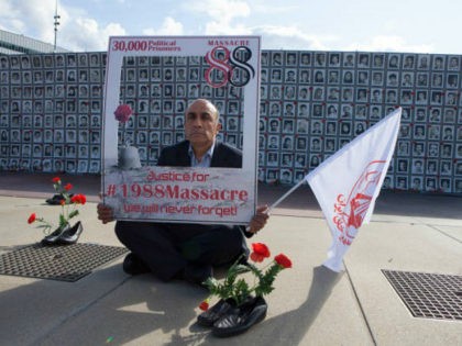 Mustafa Naderi, 1988 Iranian Massacre - Political Prisoner Survivor, Street exhibition by Iranian human rights activists highlighting the 1988 massacre of 30000 political prisoners in Iran in front of the United Nations headquarters in Geneva on September 15, 2017. The protesters demanded a UN inquiry into the 1988 massacres. (Photo …