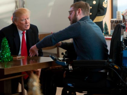 US President Donald Trump meets with wounded veterans and their families at Walter Reed Na