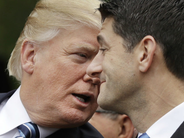 FILE - In this May 4, 2017, file photo, President Donald Trump talks with House Speaker Paul Ryan of Wis. in the Rose Garden of the White House in Washington. Republican leaders on Wednesday, Aug. 16, tiptoed around Trump's extraordinary comments on white supremacists. Ryan said on Aug. 15 "white …