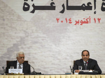 Palestinian president Mahmud Abbas and Egyptian President Abdel Fattah al-Sisi attend the opening session of the Gaza Donor Conference in Cairo on October 12, 2014, aimed at helping the Gaza Strip pummelled by the 50-day war between Israel and Hamas militants earlier this year. Some 50 countries are to attend …