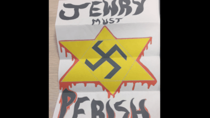 A Toronto synagogue opened this letter on Monday, the same one sent to at least four other synagogues in the country, including two in Edmonton. (B'nai Brith Canada)