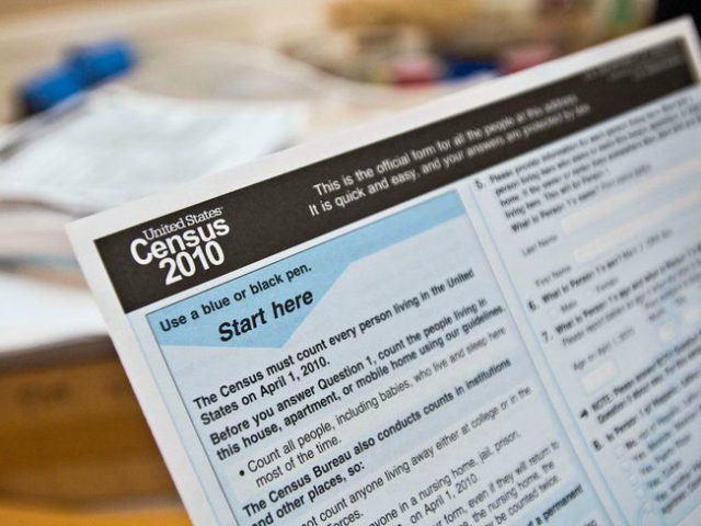 A copy of a 2010 Census form is shown at a Census Day event. (Charlie Litchfield/Idaho Press-Tribune via AP)