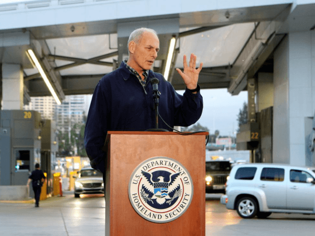 Secretary of Homeland Security John Kelly, speaking with reporters during a press conference in February, said he renewed a DHS bulletin "after careful consideration of the current threat environment and input from intelligence and law enforcement partners." Photo by Howard Shen/UPI