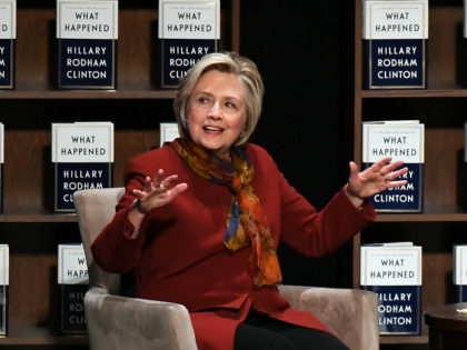 DENVER, CO - NOVEMBER 16: Hilary Clinton addresses the audience about her new book 'What H