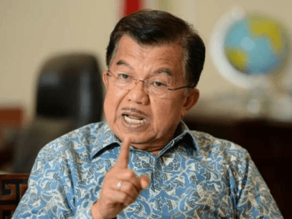 Jusuf Kalla, Indonesia's vice president, gestures as he speaks during an interview at his