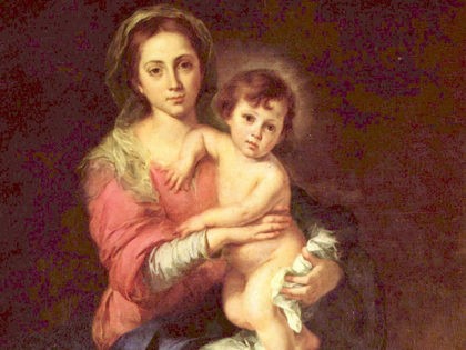 “Madonna and Child” by Spanish painter Bartolomé Esteban Murillo, oil on canvas, circa between 1655 and 1660. This well-loved depiction of the Virgin Mary and Baby Jesus hangs in the Pitti Palace Gallery in Florence, Italy. (credit: Wikimedia Commons)