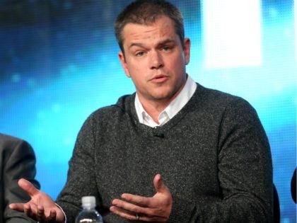 Actor Matt Damon speaks onstage during the 'Behind the Candelabra' panel discussion at the HBO portion of the 2013 Winter TCA Tourduring 2013 Winter TCA Tour - Day 1 at Langham Hotel on January 4, 2013 in Pasadena, California. (Photo by Frederick M. Brown/Getty Images)