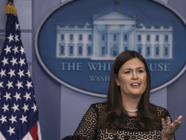 WASHINGTON, DC - SEPTEMBER 28: White House Press Secretary Sarah Huckabee Sanders speaks d