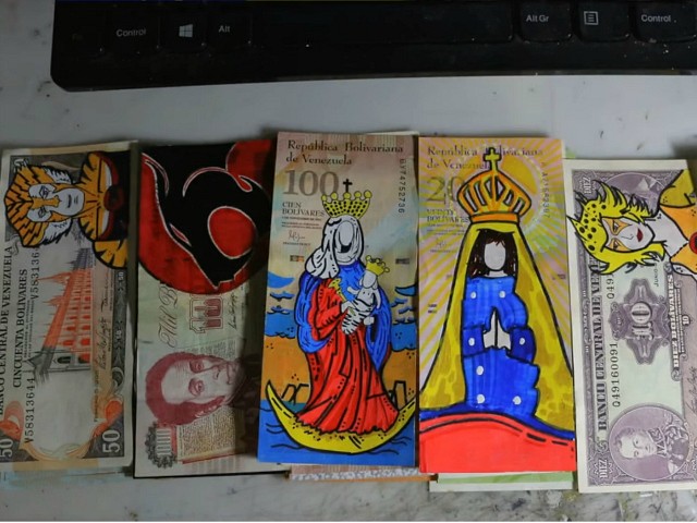 Venezuelan Artist Using Worthless Currency as Art Canvases