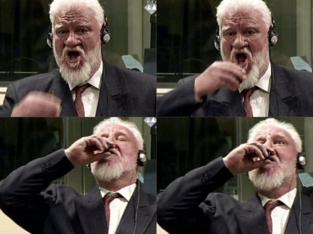Slobodan Praljak died in hospital shortly after necking the contents of a small brown glas