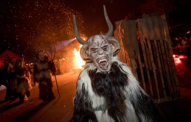 "Krampus" is traditionally the evil sidekick of Santa, sent to frighten away "evil spirits