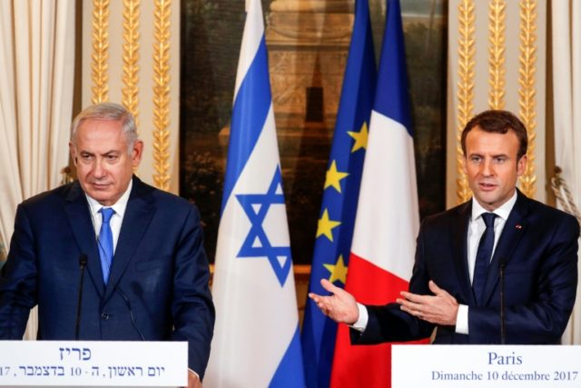 French President Emmanuel Macron urged visiting Israeli Prime Minister Benjamin Netanyahu