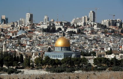 The Dome of the Rock and the Al-Aqsa mosque, a highly contested site at the centre of the