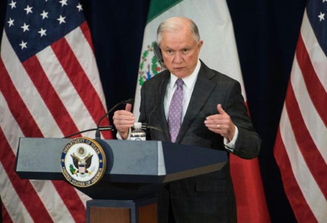US Attorney General Jeff Sessions speaks at a press conference after the Strategic Dialogu