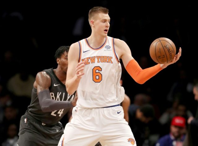 Kristaps Porzingis of the New York Knicks was diagnosed with a twisted left knee