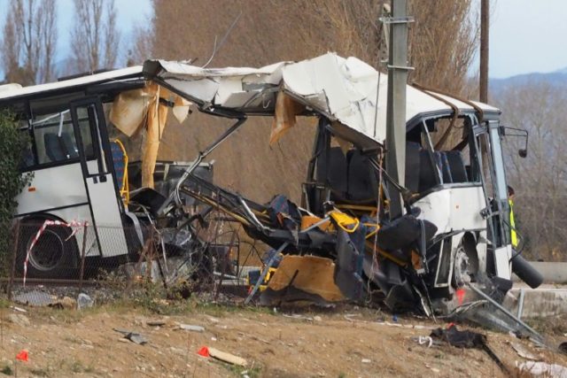 All of the dead and injured were on the bus, which was hit by a train in the southern Fren