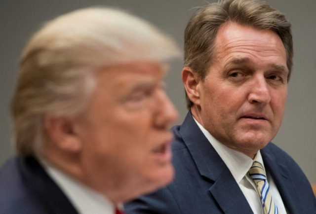 Senator Jeff Flake, seen here at a White House meeting early this month with President Don