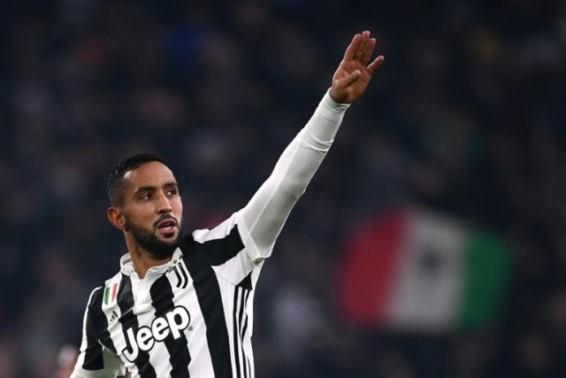 Juventus' defender Medhi Benatia celebrates after scoring against Roma on December 23, 201