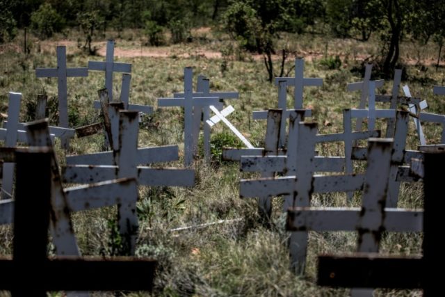 Crosses are planted on a hillside at the White Cross Monument, in Ysterberg, near Langebaa