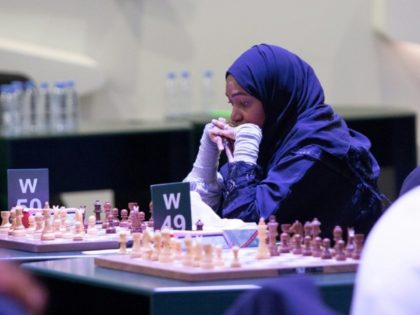 Competitors consider their next moves at the King Salman World Rapid and Blitz Championships, the first international chess competition held in Saudi Arabia, in Riyadh on December 26, 2017