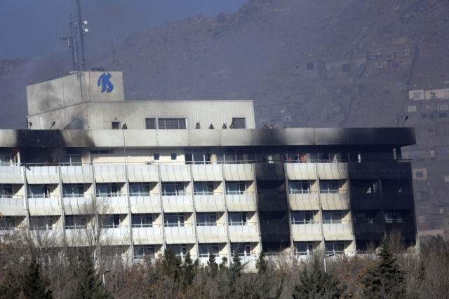 fghan security personnel are seen at the roof of Intercontinental Hotel after an attack in Kabul, Afghanistan, Sunday, Jan. 21, 2018. Gunmen stormed the hotel and sett off a 12-hour gun battle with security forces that continued into Sunday morning, as frantic guests tried to escape from fourth and fifth-floor …