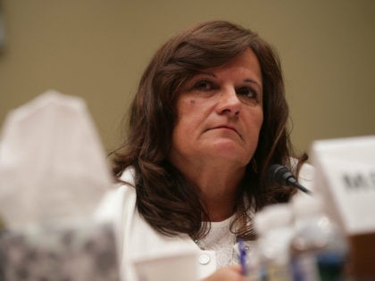 Agnes Gibboney, mother whose son was killed by an undocumented immigrant, testifies during a hearing before the Subcommittee on National Security of the House Oversight and Government Reform Committee April 27, 2017 on Capitol Hill in Washington, DC. The subcommittee held a hearing on 'The Border Wall: Strengthening our National …