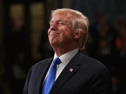 Donald Trump smiles at State of the Union (Win McNamee / AFP / Getty)