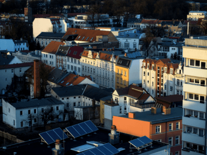 COTTBUS, GERMANY - MARCH 30: Newly built apartment complexes are pictured on March 30, 2015 in Cottbus, Germany. The ground around Cottbus was bought by Swedish owned energy company Vattenfall and is the main employer in the region. Cottbus, just kilometers away from the polish border, is one of the …