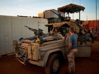 A picture taken on November 29, 2017 shows Dutch soldiers of the MINUSMA (United Nations Multidimensional Integrated Stabilization Mission in Mali) contingent at their base in Gao. / AFP PHOTO / MICHELE CATTANI (Photo credit should read MICHELE CATTANI/AFP/Getty Images)