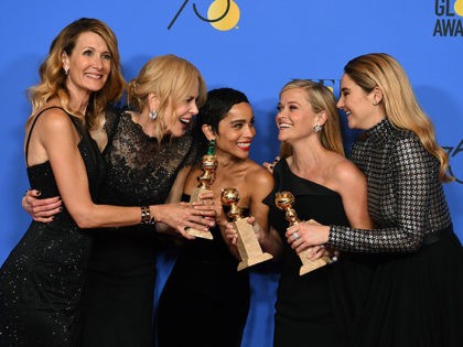 Laura Dern, from left, Nicole Kidman, Zoe Kravitz, Reese Witherspoon and Shailene Woodley