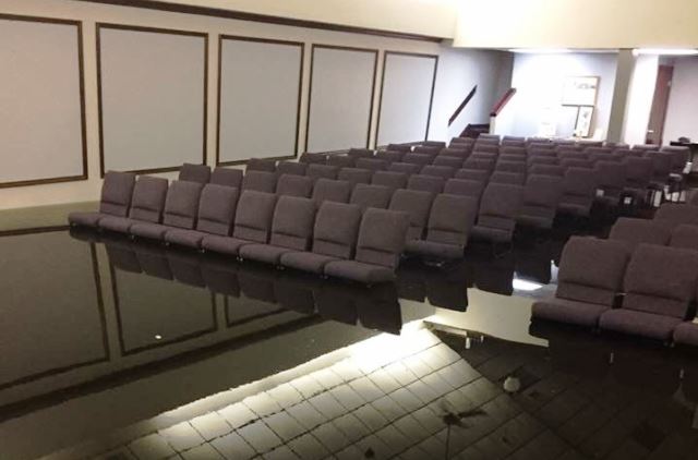 Hi-Way Tabernacle in Cleveland, Texas, flooded in the wake of Hurricane Harvey. (Photo: Becket Law Firm)