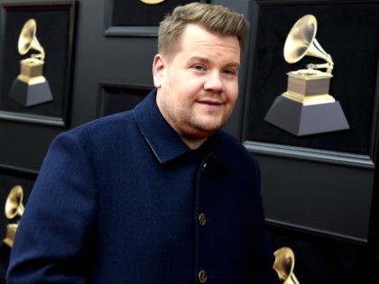 Host James Corden does an interview during a ceremonial red carpet roll outside for the 60th Annual GRAMMY Awards at Madison Square Garden on January 25, 2018 in New York City. (Photo by Kevin Winter/Getty Images for NARAS)