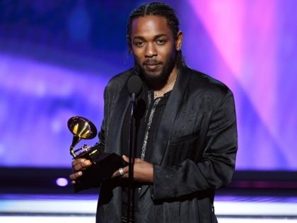 Recording artist Kendrick Lamar accepts Best Rap Album for 'DAMN.' onstage durin