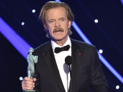William H. Macy accepts the award for outstanding performance by a male actor in a comedy series for "Shameless" at the 24th annual Screen Actors Guild Awards at the Shrine Auditorium & Expo Hall on Sunday, Jan. 21, 2018, in Los Angeles. (Photo by Vince Bucci/Invision/AP)