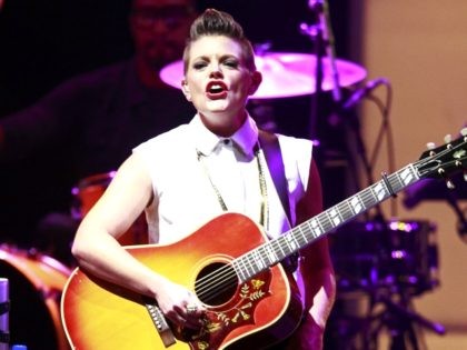 Natalie Maines of the Dixie Chicks performs during the first show of their Long Time Gone tour at Rogers Arena on October 26, 2013 in Vancouver, British Columbia, Canada. (Photo by Jeff Vinnick/Getty Images)
