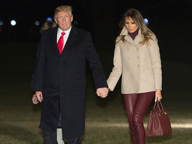 WASHINGTON, DC - JANUARY 1: U.S. President Donald Trump, first lady Melania Trump and thei