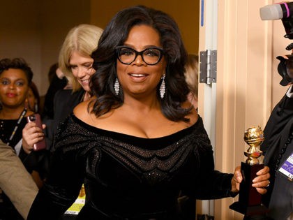 BEVERLY HILLS, CA - JANUARY 07: Oprah Winfrey arrives with the Cecil B. DeMille Award in the press room during The 75th Annual Golden Globe Awards at The Beverly Hilton Hotel on January 7, 2018 in Beverly Hills, California. (Photo by Kevin Winter/Getty Images)