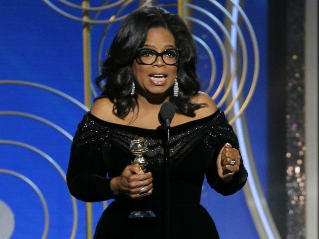 In this handout photo provided by NBCUniversal, Oprah Winfrey accepts the 2018 Cecil B. De