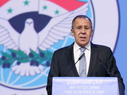 SOCHI, RUSSIA JANUARY 30, 2018: Russia's Foreign Minister Sergei Lavrov makes a speech at the Syrian National Dialogue Congress opening ceremony at the Main Media Centre of the Olympic Park. Valery Sharifulin/TASS Host Photo Agency (Photo by Valery Sharifulin\TASS via Getty Images)