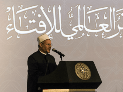 Shawki Ibrahim Abdel-Karim Allam, the Grand Mufti of Egypt, speaks during the opening session of the Fatwa international conference, attended by Arab Islamic clerics, in Cairo on August 17, 2015. AFP PHOTO / KHALED DESOUKI (Photo credit should read KHALED DESOUKI/AFP/Getty Images)