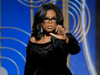 BEVERLY HILLS, CA - JANUARY 07: In this handout photo provided by NBCUniversal, Oprah Winfrey accepts the 2018 Cecil B. DeMille Award speaks onstage during the 75th Annual Golden Globe Awards at The Beverly Hilton Hotel on January 7, 2018 in Beverly Hills, California. (Photo by Paul Drinkwater/NBCUniversal via Getty …