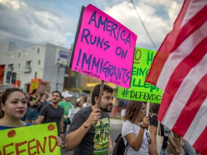 LOS ANGELES, CA - SEPTEMBER 10: Thousands of immigrants and supporters join the Defend DACA March to oppose the President Trump order to end DACA on September 10, 2017 in Los Angeles, California. The Obama-era Deferred Action for Childhood Arrivals program provides undocumented people who arrived to the US as …