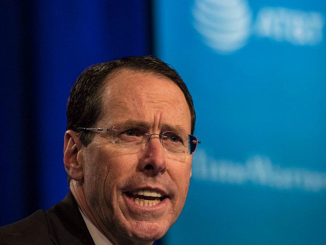 NEW YORK, NY - NOVEMBER 20: AT&T Chairman and CEO Randall Stephenson provides an overview of developments in the AT&T and Time Warner merger on November 20, 2017 in New York City. The U.S. Justice Department filed sued today to block AT&T's proposed $85.4 billion takover of of Time. (Photo …