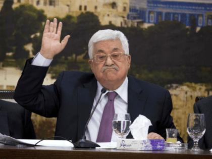 Palestinian President Mahmoud Abbas, speaks during a meeting with the Palestinian Central