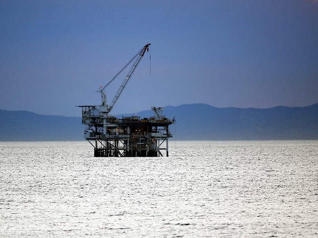 The oil drilling platform Holly, approximately two miles off the shore of Huntington Beach