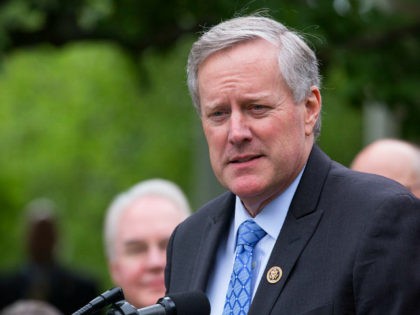 Rep. Mark Meadows, (R-NC 11th District) and chair of the Freedom Caucus, speaks at President Trump's press conference with members of the GOP, on the passage of legislation to roll back the Affordable Care Act, in the Rose Garden of the White House, On Thursday, May 4, 2017. (Photo by …