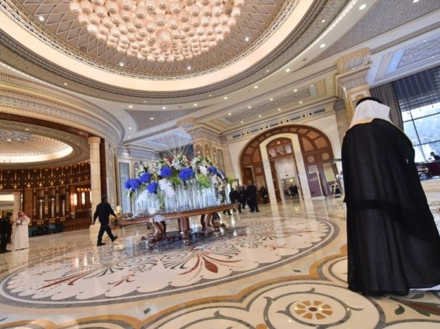 A file picture shows the lobby of the Ritz-Carlton Hotel in Riyadh, where Saudi elites hav